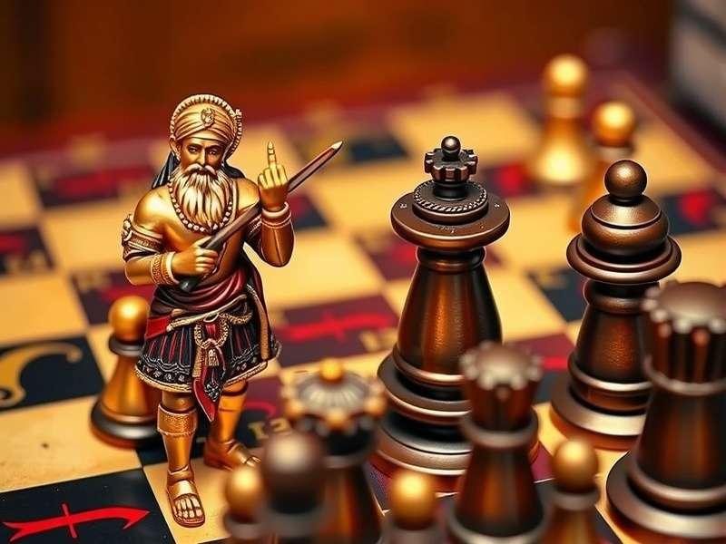 Sikh Chess Master Game Board with Sikh Warrior and Guru Piece